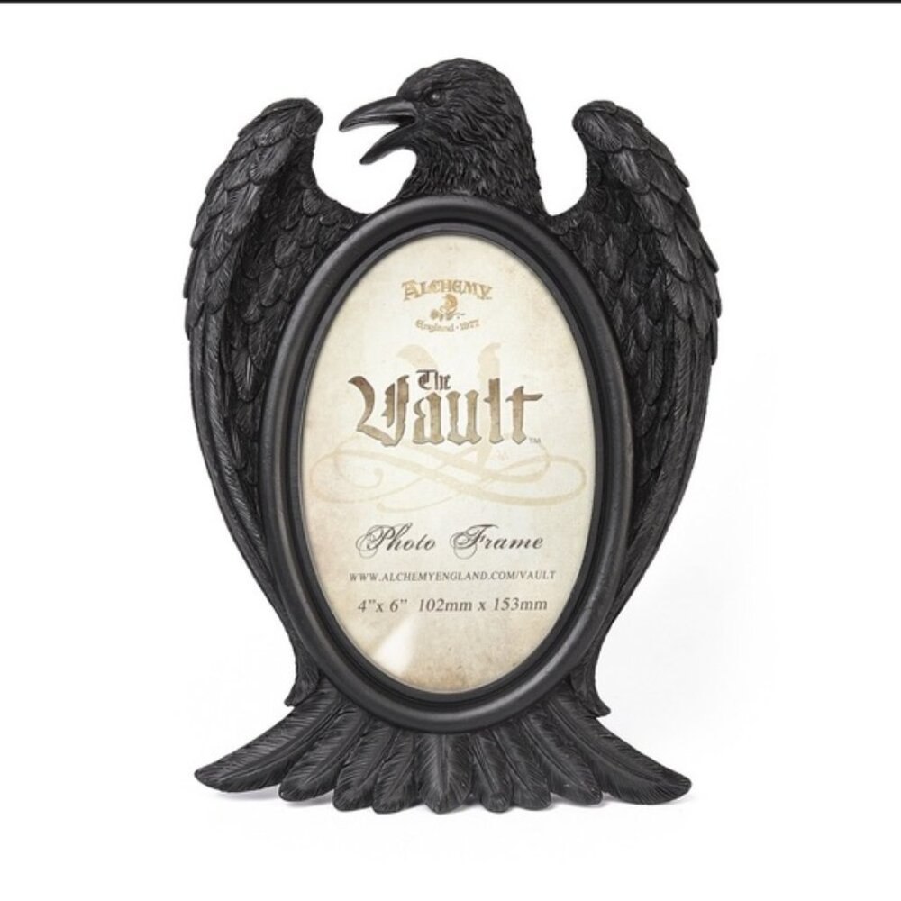 Alchemy Gothic Raven Photo Frame Black NWT